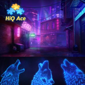 HiQ Ace Deluxe - Chinatown Neon Alley Dynamic Theme and 3 Galaxy Wolves Avatars Bundle [PS4]