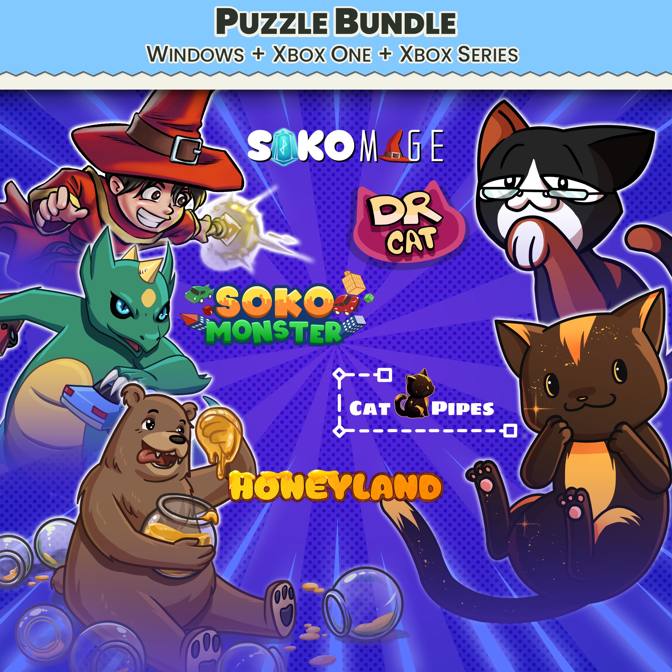 Puzzle Bundle Xbox and Windows - HoneyLand, Sokomage, Sokomonster and Doctor Cat!. Изображение 1