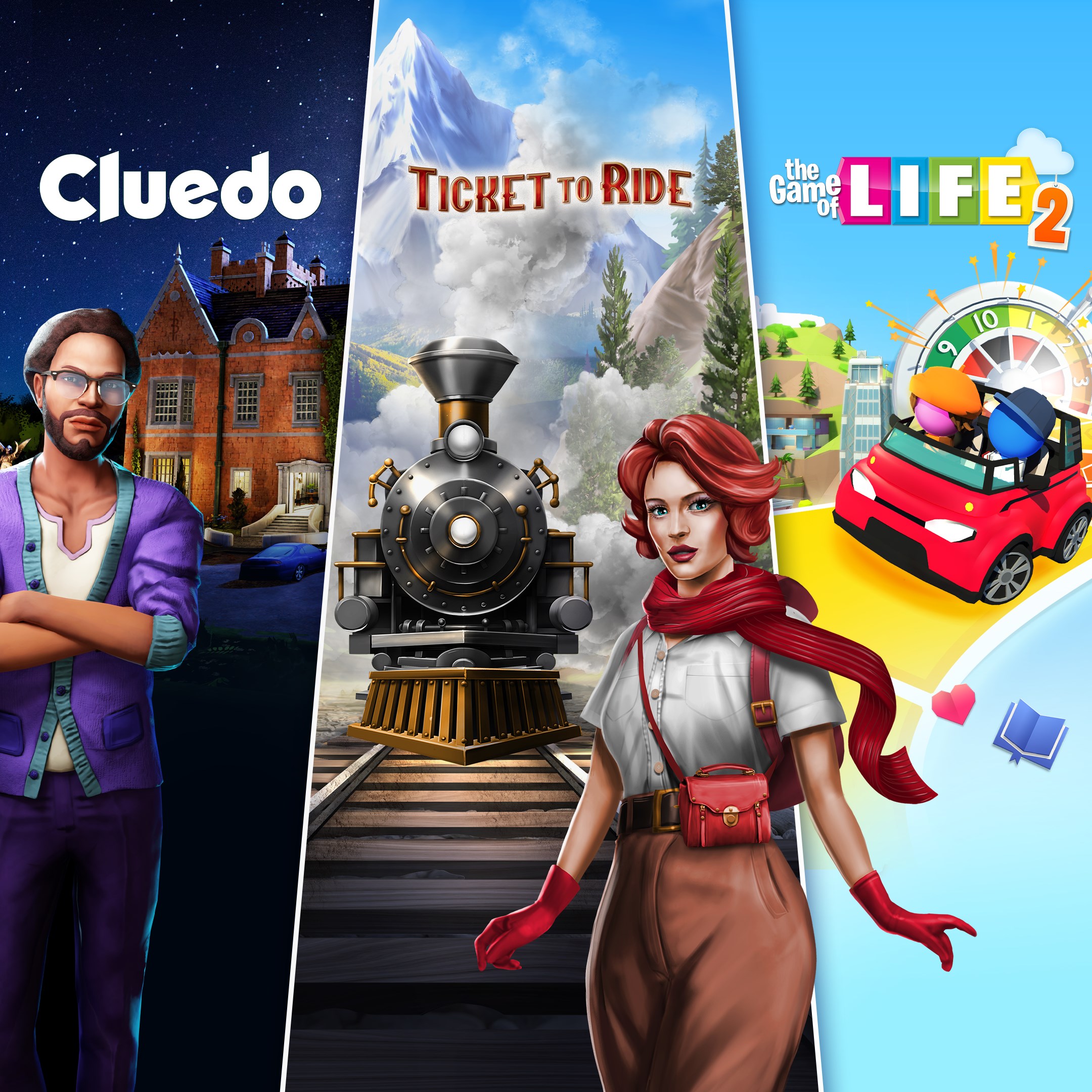 Ticket to Ride, Cluedo and The Game of Life 2 - Classic Board Game Bundle. Изображение 1